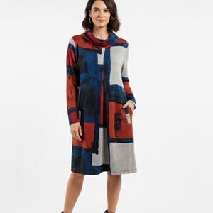 Renuar Colorful Geometric Patterned Dress
